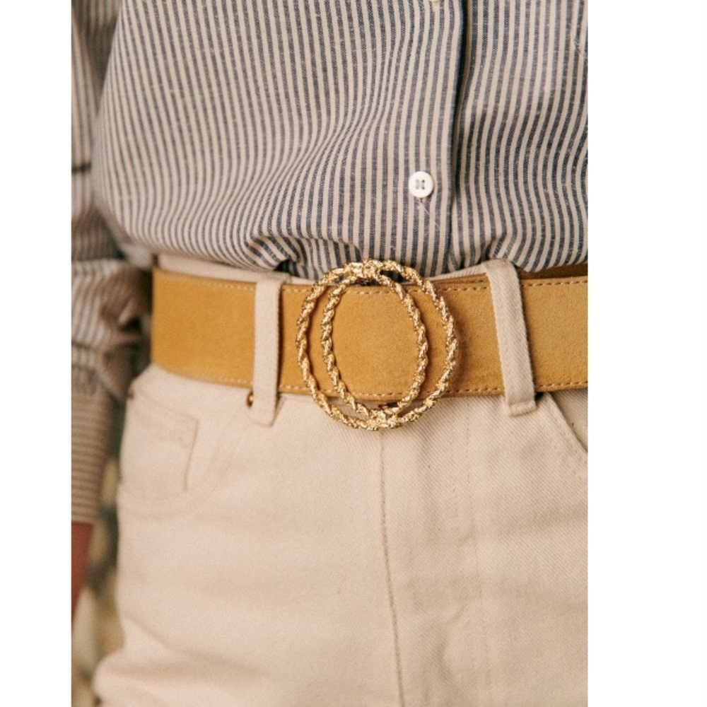 Sezane Gold Buckle Tan Belt